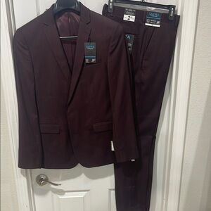 jf j.ferrar Burgundy Sport Coat Blazer Modern Cut